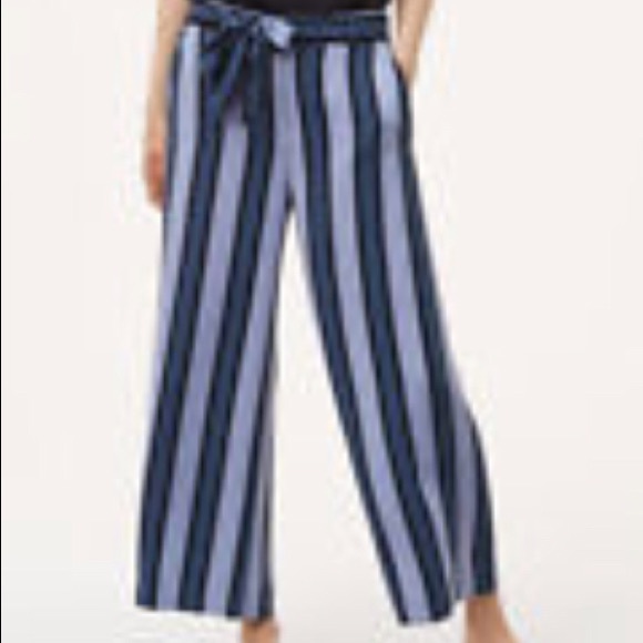 LOFT Pants - LOFT blue striped culottes